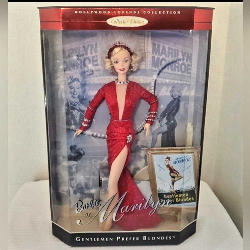 NIB Barbie as Marilyn Monroe in Gentlemen Prefer Blondes Doll Red Dress MINT
